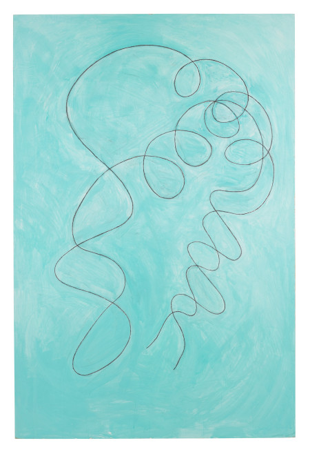 Untitled, Casein, charcoal and spackle on homasote panel