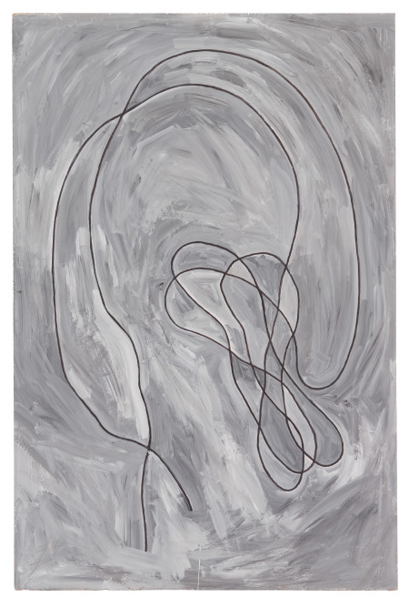 Untitled, Casein, charcoal and spackle on homasote panel