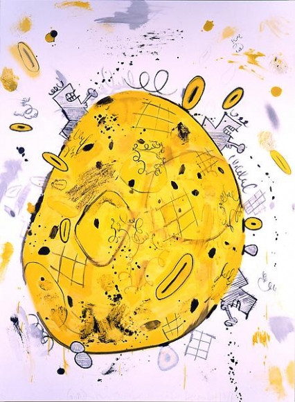 Yellow Planet, Mixed media on linen