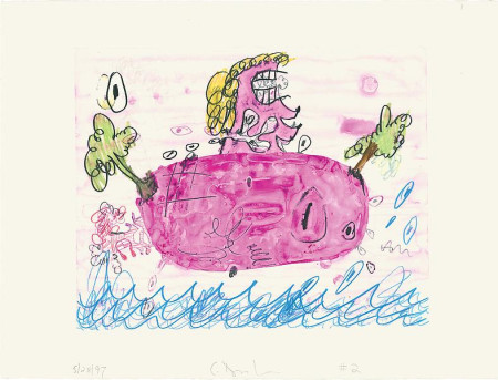 Floating Planet, Monotype in gouache and water-soluble colored pencil on Lana Gravure paper