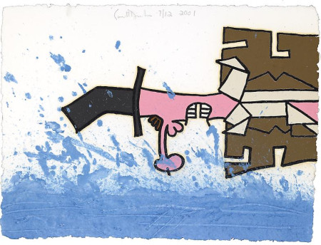 Over the Water, Wood engraving on Twinrocker handmade paper, with sprayed paper pulp