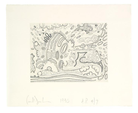 Shape Standing on Itself, Etching on J. Whatman 1956 handmade paper