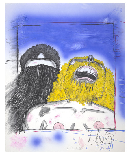 Untitled, 1/2/20, 2020, Monotype in watercolor and watercolor pencil on Lanaquarelle