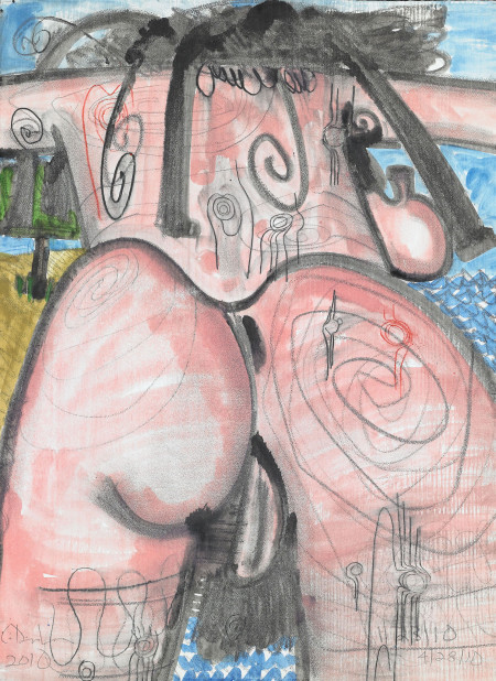 Untitled (1/23/10, 4/28/10), Monotype with watercolor and pencil on Lanaquarelle paper