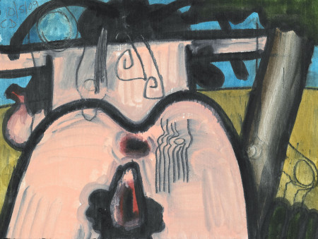 Untitled 10/5/09, Monotype in watercolor and pencil on Lanaquarelle paper