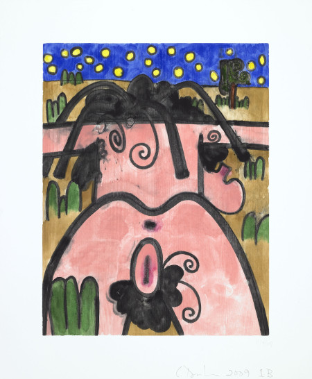 Untitled (1B), Monotype in watercolor and pencil on Lanaquarelle paper