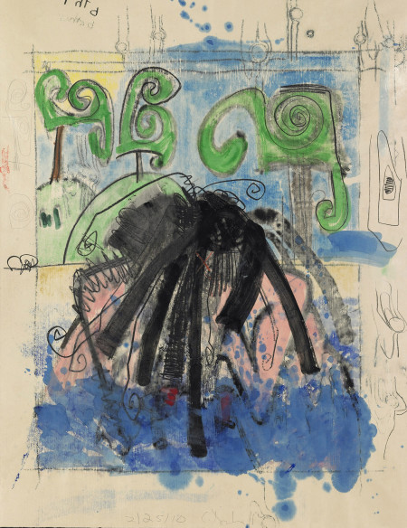 Untitled (2/25/10), Monotype with watercolor and pencil on Lanaquarelle paper