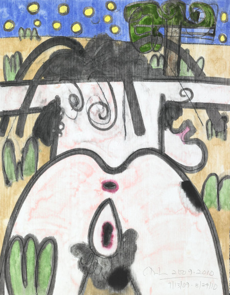 Untitled, Monotype in watercolor and pencil on Lanaquarelle paper