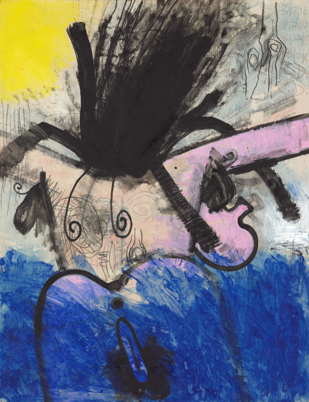 Untitled (3/17/10, 3/21/10, 3/22/10, 5/10/10), Monotype in watercolor and pencil with handpainting and colored pencil drawing on Lanaquarelle paper