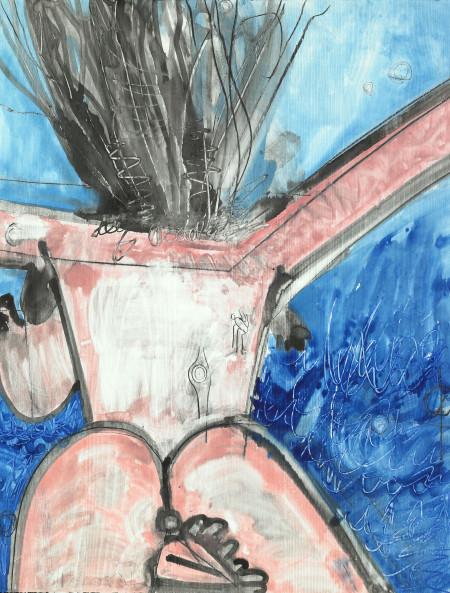 Untitled (3/17/10), Monotype with watercolor and pencil on Lanaquarelle paper