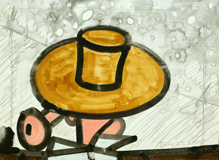 Untitled (#3), Monotype in watercolor and pencil on Lanaquarelle paper