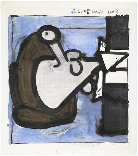Untitled, (March 9, 2006) (one), Monotype in watercolor and pencil on Lanaquarelle paper