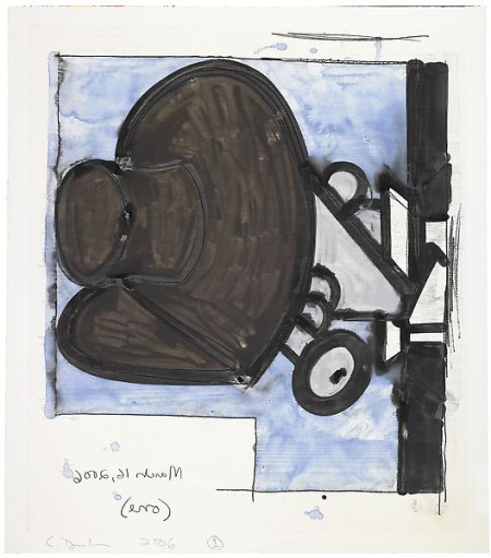 Untitled, (March 9, 2006) (one), Monotype in watercolor and pencil on Lanaquarelle paper