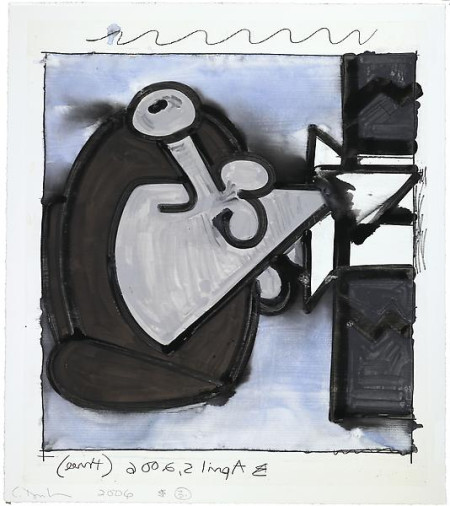 Untitled, (April 5, 2006) (three), Monotype in watercolor and pencil on Lanaquarelle paper
