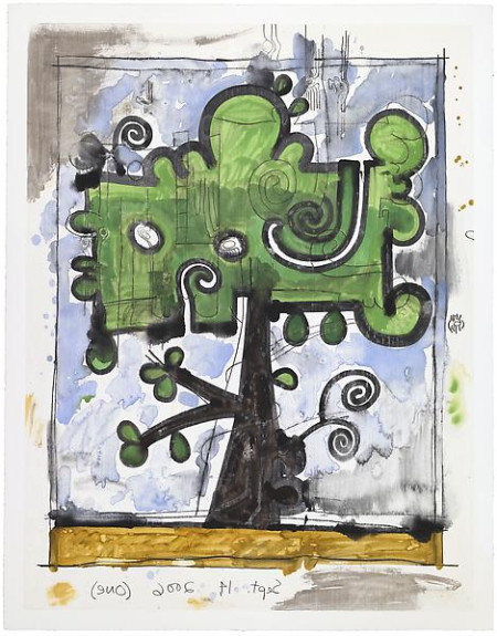 Untitled, (Sept 14, 2006) (one), Monotype in watercolor and pencil on Lanaquarelle paper