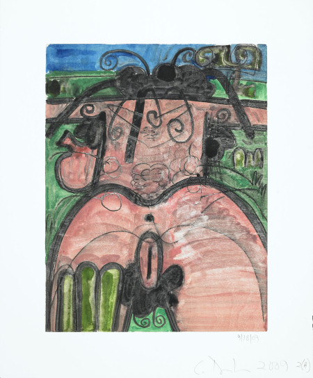 Untitled (9/18/09) 2(A), Monotype in watercolor and pencil on Lanaquarelle paper