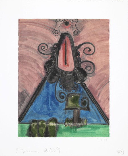 Untitled, (9/18/09) 3(A), Monotype in watercolor and pencil on Lanaquarelle paper