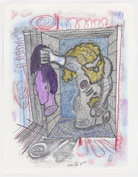 Untitled, August 31, 2022, Watercolor monotype, crayon, pencil on Lanaquarelle paper