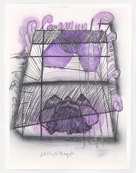 Untitled, August 10, 2022, Watercolor monotype, crayon, pencil on Lanaquarelle paper