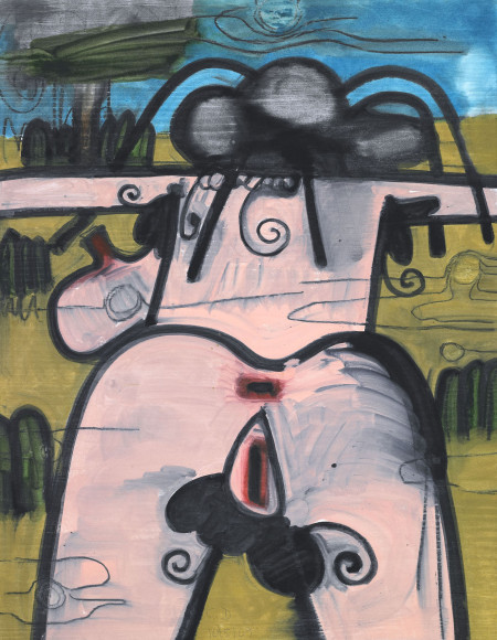 Untitled, Monotype in watercolor and pencil on Lanaquarelle paper