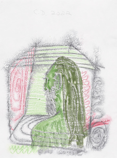 Untitled, Watercolor monotype, crayon, pencil on blotter paper