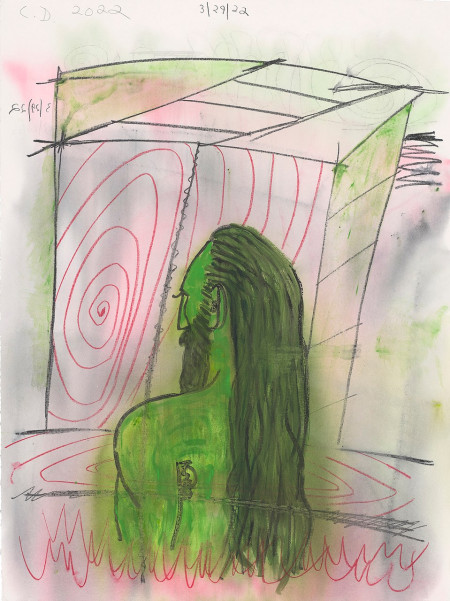 Untitled, Watercolor monotype, crayon, pencil on blotter paper