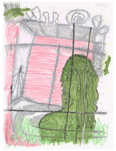 Untitled, Watercolor monotype, crayon, pencil on blotter paper