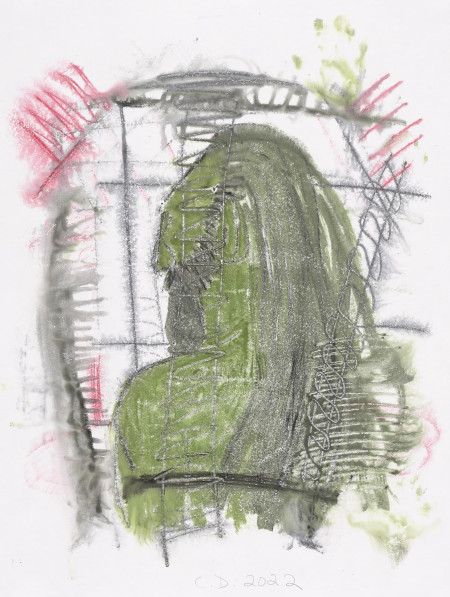 Untitled, Watercolor monotype, crayon, pencil on blotter paper