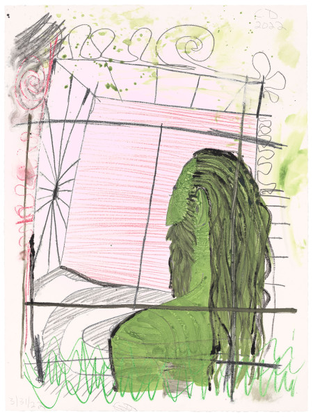 Untitled, Watercolor monotype, crayon, pencil on Lanaquarelle