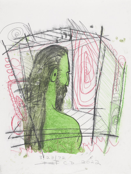 Untitled, Watercolor monotype, crayon, pencil on canvas