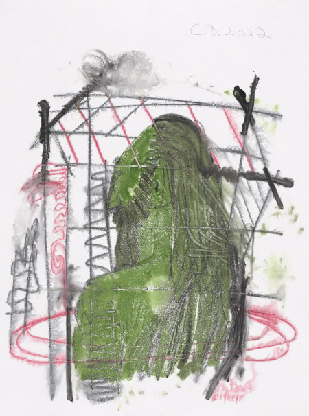 Untitled, Watercolor monotype, crayon, pencil on blotter paper