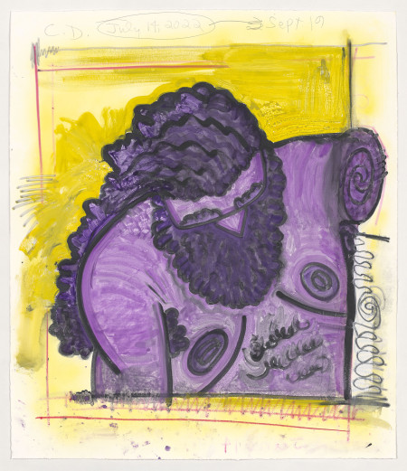 Untitled, July 14, 2022, Watercolor monotype with hand painting, crayon, pencil on Lanaquarelle