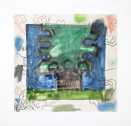 Untitled, (July 23, 2008) 5, Monotype in watercolor and pencil on Lanaquarelle paper