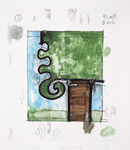 Untitled (March 2008) 1, Monotype in watercolor and pencil on Lanaquarelle paper