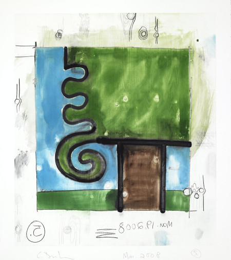 Untitled (March 2008) 5, Monotype in watercolor and pencil on Lanaquarelle paper