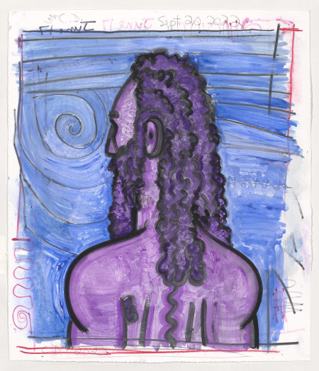 Untitled, September 20, 2022, Watercolor monotype with hand painting, crayon, pencil on blotter paper