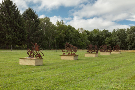 Installation view of Sculptures One through Five